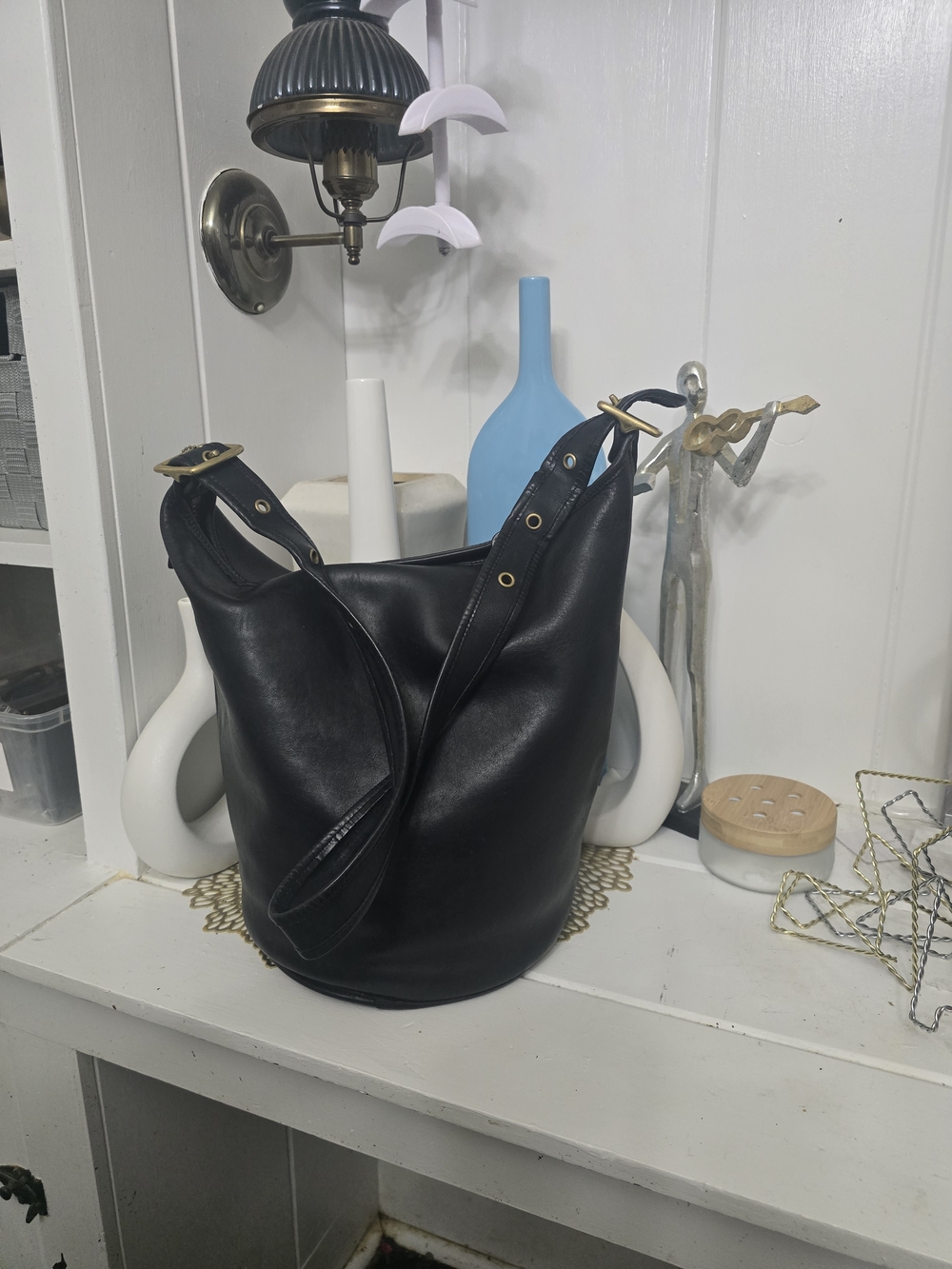 Coach Black Leather Hobo with Gold-Tone Hardware
